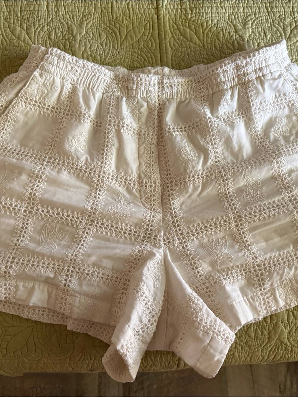 Banana Republic White Embroidered Shorts